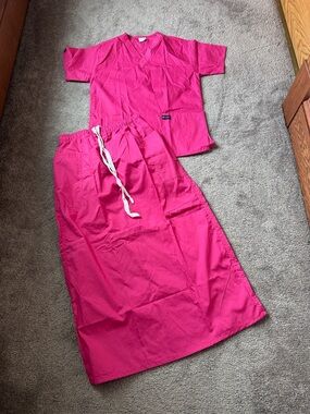 RMF Scrubs Pink Set SIZE S Top Skirt Medical Uniform Drawstring Workwear